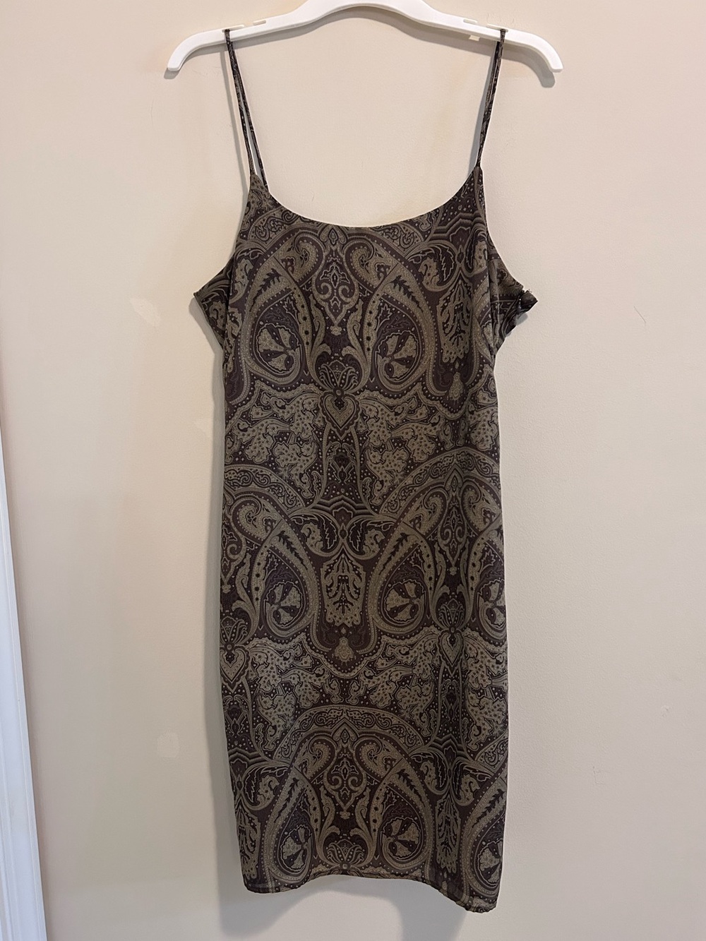 Old Navy Brown Paisley Slip Dress with Dark Trim